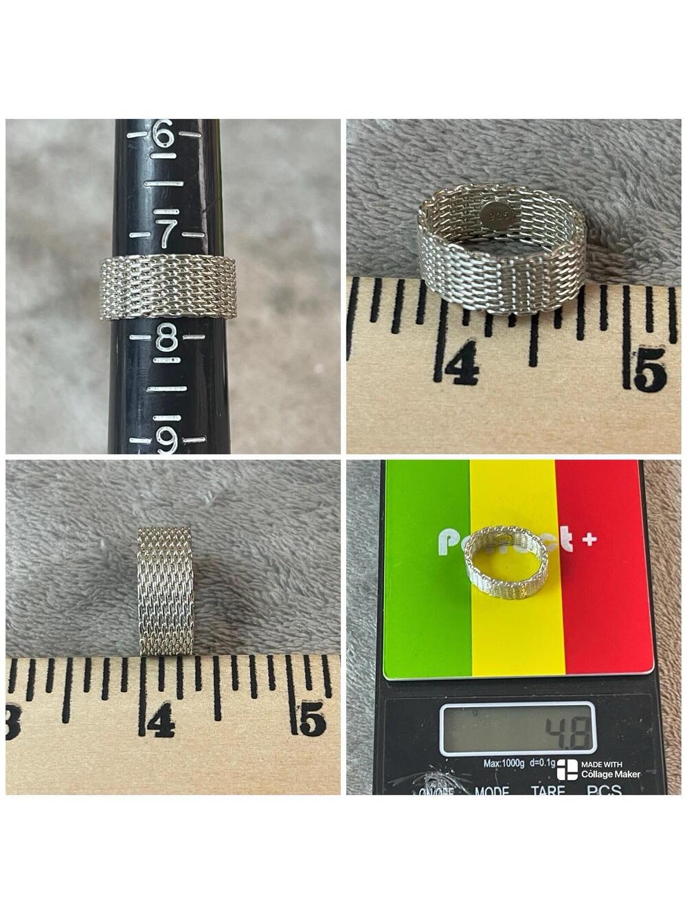 925 Sterling Silver Woven Mesh Chain Link Band Ring size 7.5